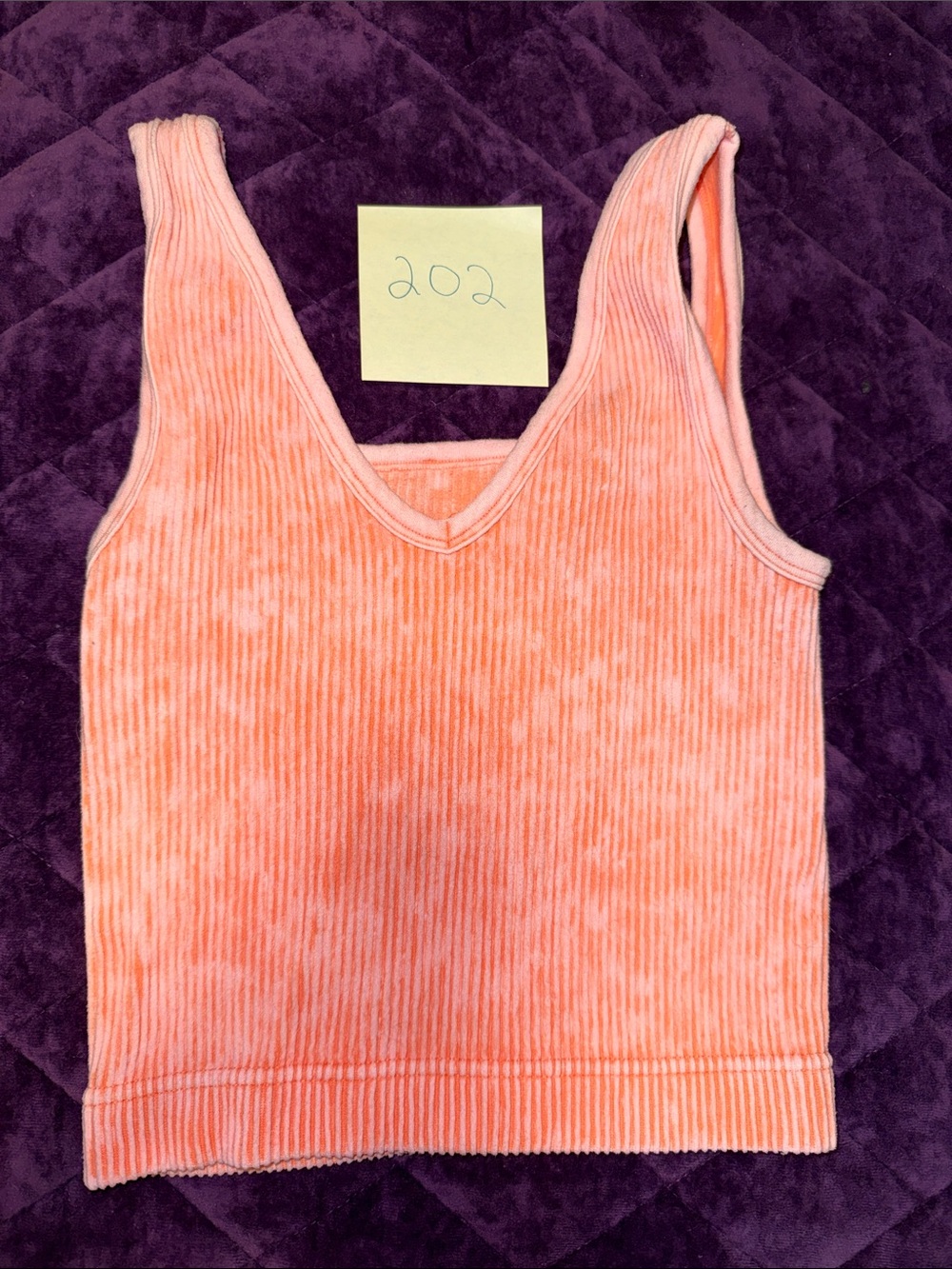 Zenana Outfitters Peach Ribbed cropped V-Neck Tank Top